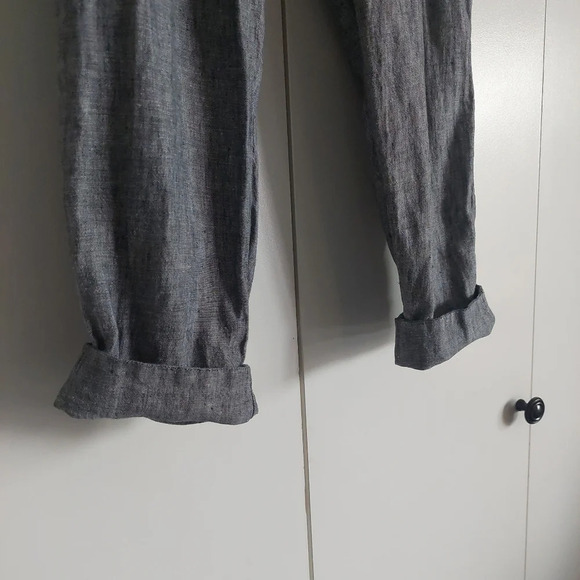 Athleta "Bali" Linen elastic Drawstring Chambray blue pants size 4 elastic waist - Picture 10 of 14